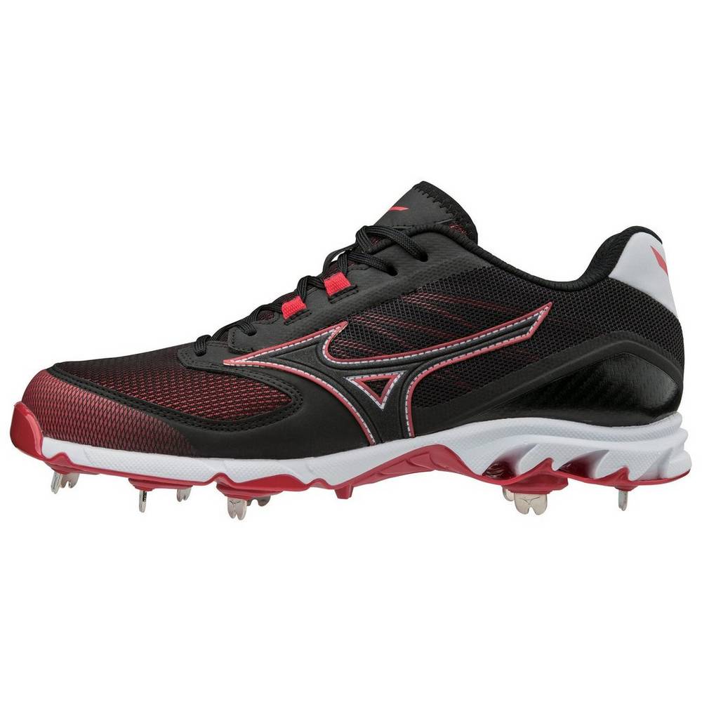 Mizuno Men's 9-Spike Dominant 2 Low Metal Baseball Cleats Black/Red (320561-IZH)